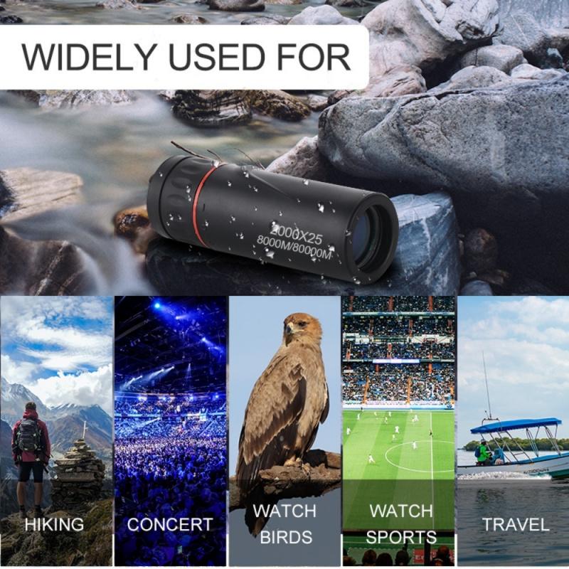 2025 2000X25 HD Monocular Telescope, Compact Portable for Travel, Hiking, Fishing, Camping, Stargazing, Concerts & Bird