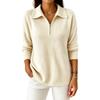 Women's Half-Zip Sweater with Turn-Down Collar Loose Fit for Fall Winter Casual Wear