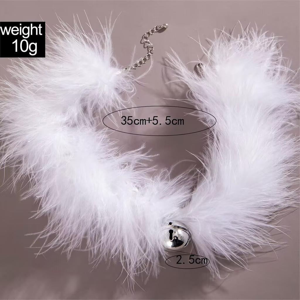 Ny höst- och vinterfluffig söt och cool fjäderhalsband, ren begärvind utsökt klocka hänge halskedja nyckelbenskedja