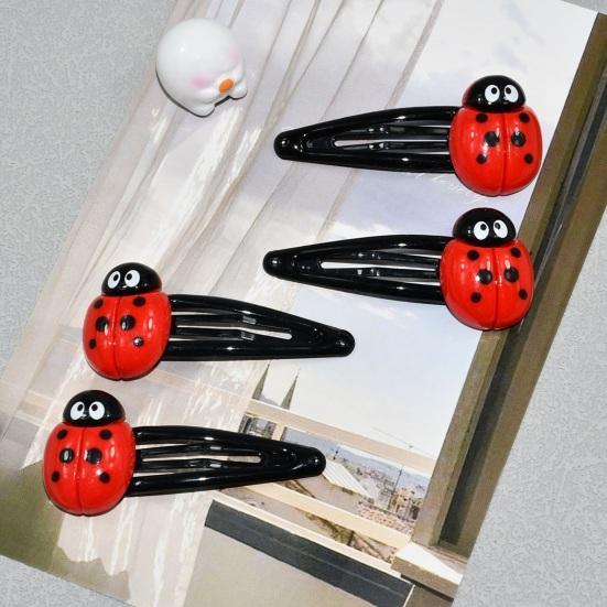 Yousheng 4Pcs Girl Hair Clips Ladybug Design Non-Slip Snap Hair Barrettes Kids Hair Pins Girls Red Hair Accessories