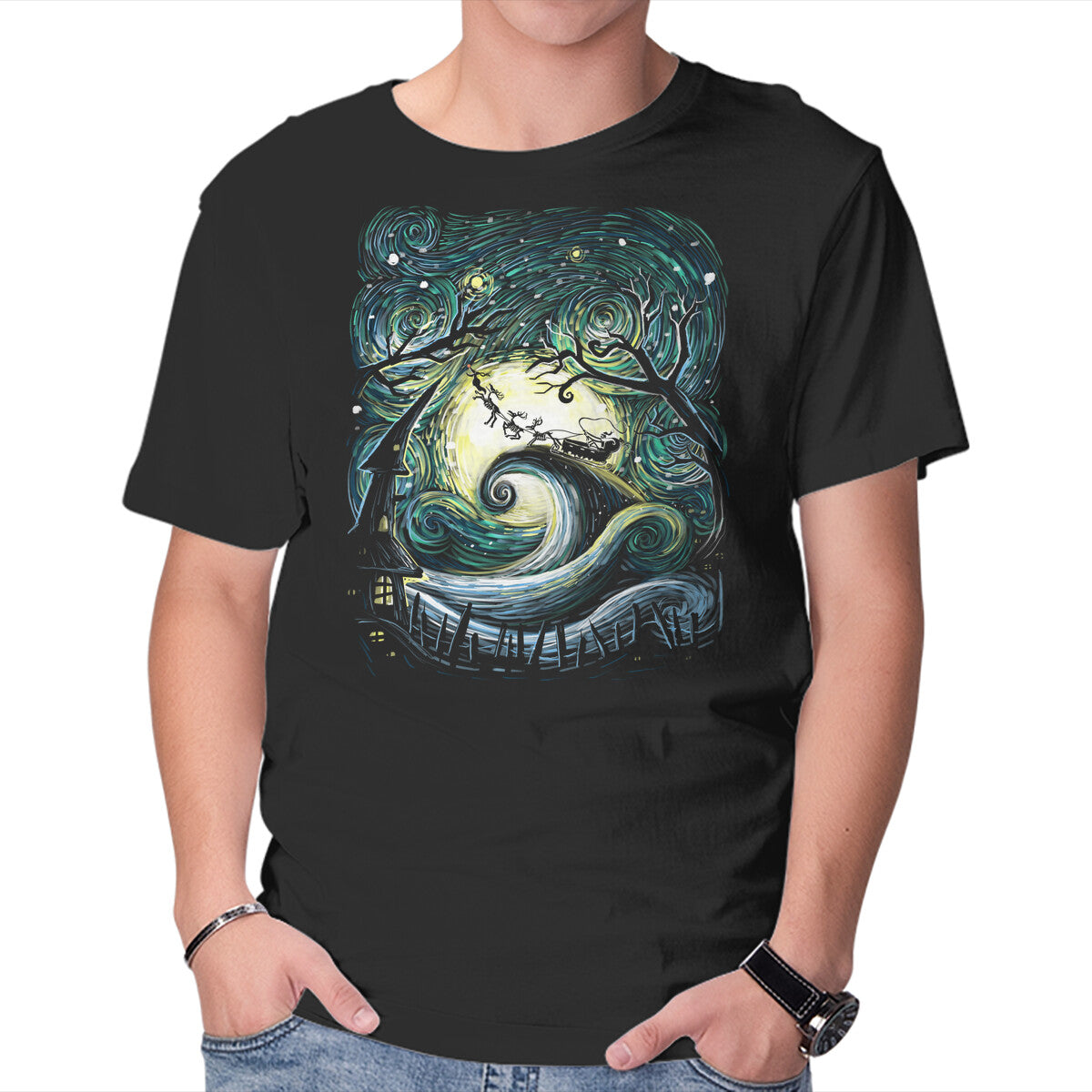 Unisex Crew Neck T-Shirt Starry Nightmare Graphic Short Sleeve Casual Tee XXXXL