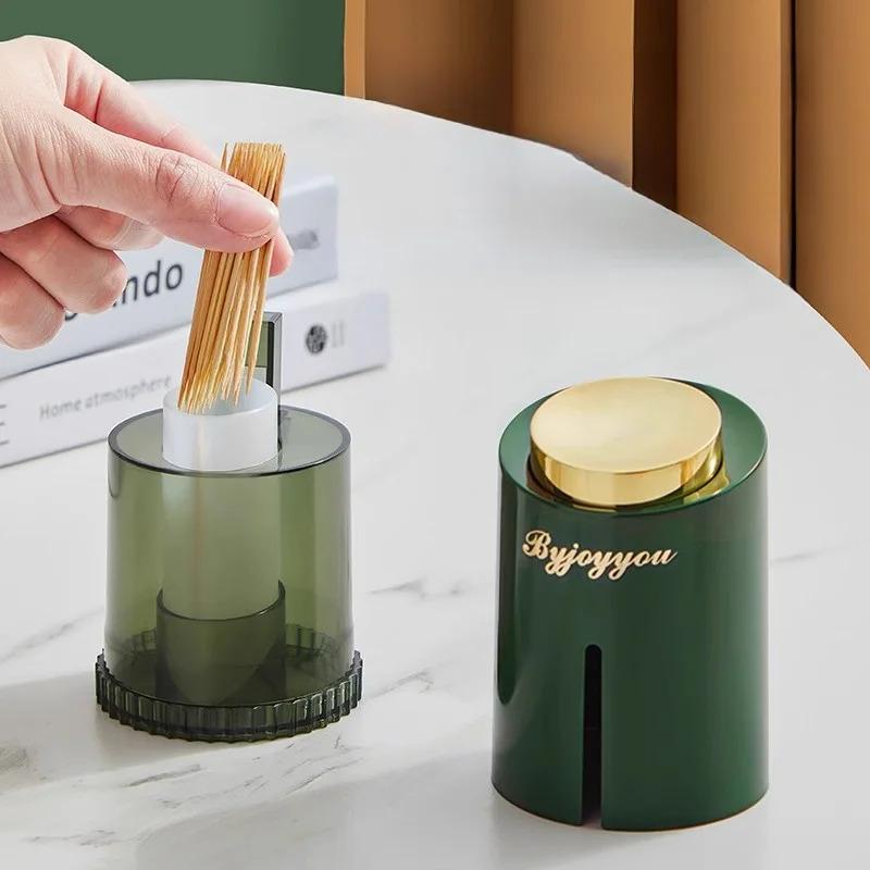 Toothpick Dispenser Environment-Friendly Material Press Type Toothpick Holder Home Split Design For Storage Toothpick Box
