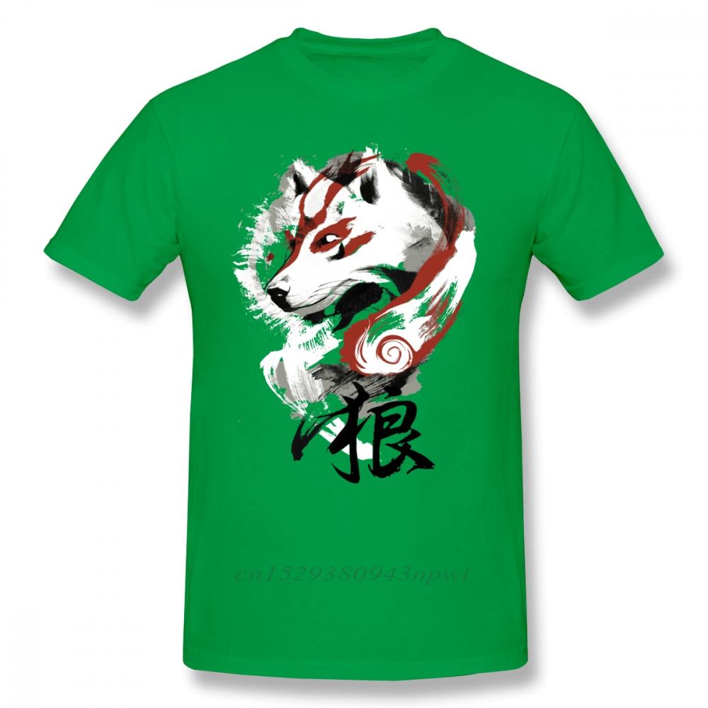 Okami T Shirt Wolf TShirt Graphic Tee Shirt Awesome 100 Cotton Short Sleeve Male Classic Tshirt Guys Punk Designer Streetwear