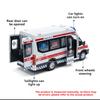 Scale 1:24 School Bus Ambulance Car Model Toy Shock Absorption Wheel Steering Van Models Music Light Toys Presents for Kids