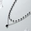 Double Layer Black Diamond Pendant Clavicle Necklace - Sweet & Spicy Style, High-End Light Luxury for Women