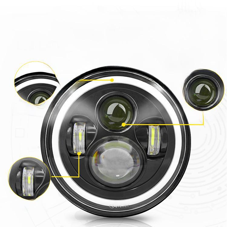 7-Zoll-RGB-Angel-Eye-LED-Scheinwerfer mit 50 W für Wrangler-Auto und Motorrad