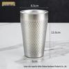 Golden Diamond Honeycomb 304 Stainless Steel Double-Layer Cup - Hammered Design, Anti-Scald. Perfect for Juice, Beer, and Tea.