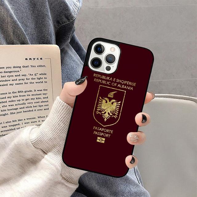 Albania Passport Phone Case For iPhone 17 Air 16 15 14 13 12 Pro Max Plus Max Cover Shell coque