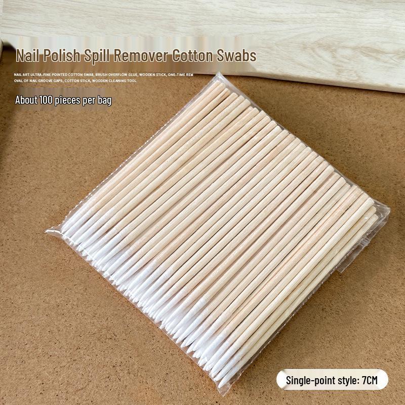 Nail Art Anti-Spill Glue Swab Stick: Double-Headed Fine Tip Disposable Cleaner