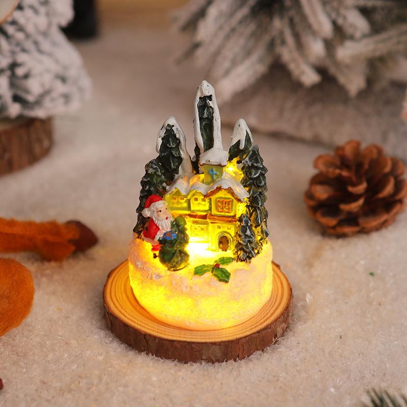 Christmas resin gingerbread house small house Santa Claus snowman micro landscape resin ornaments Christmas decorations ornaments