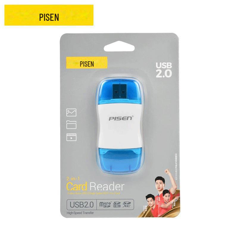 

Кардридер PISEN Color Arc 2-в-1 для карт памяти SD/TF, зеркальных фотокамер и видеорегистраторов TF/SD card reader прозрачный/синий