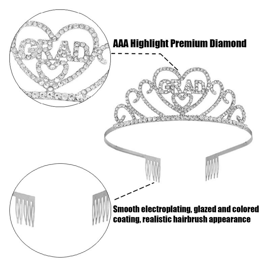 New Model Graduation Party Set - Crown Shoulder Strap 2-piece Set - Alloy Rhinestone Letter Headpiece