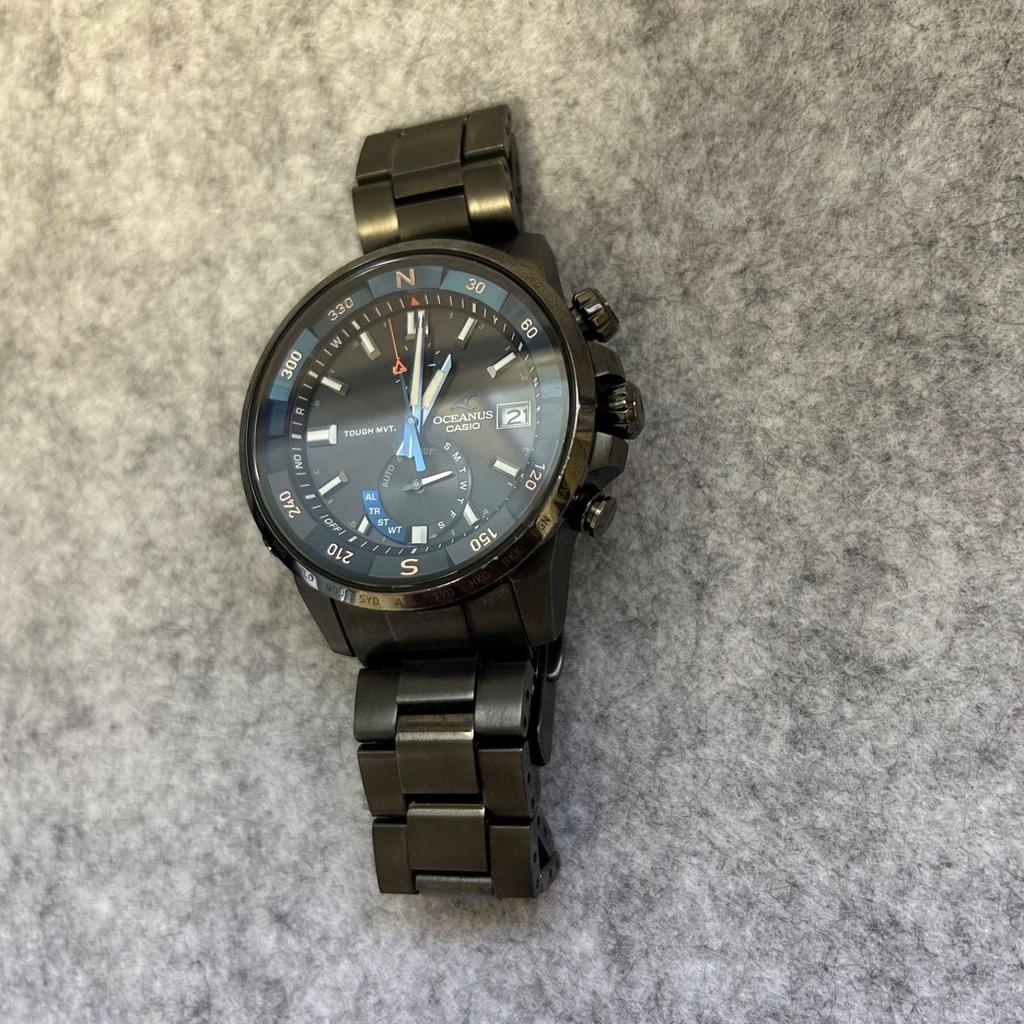 Used [Box is not genuine] OCEANUS CASIO OCW-P1000B-1AJF Radio Solar Titanium All Black Hands OCEANUS