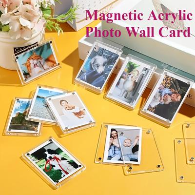 5/10 Akrylowe Magnetyczne Ramki na Zdjęcia na Lodówkę, Dwustronne Magnetyczne Ramki na Zdjęcia na Lodówkę, Klipsy na Zdjęcia
