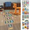 PVC Hopscotch Game Floor Stickers Self-adhesive Wall Art Creative Cartoon Number Grids  Kid's Room