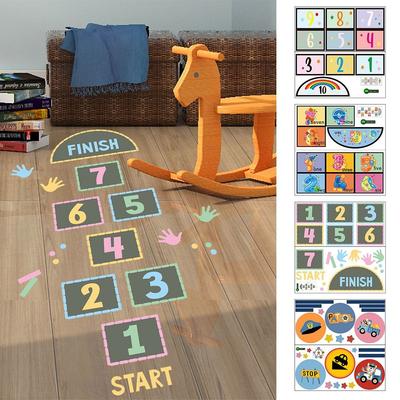PVC Hopscotch Game Floor Stickers Self-adhesive Wall Art Creative Cartoon Number Grids  Kid's Room