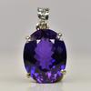 Natural Purple Sapphire 26.2 Ct 925 Sterling Silver Oval CERTIFIED Gems Pendant AI-14-NS