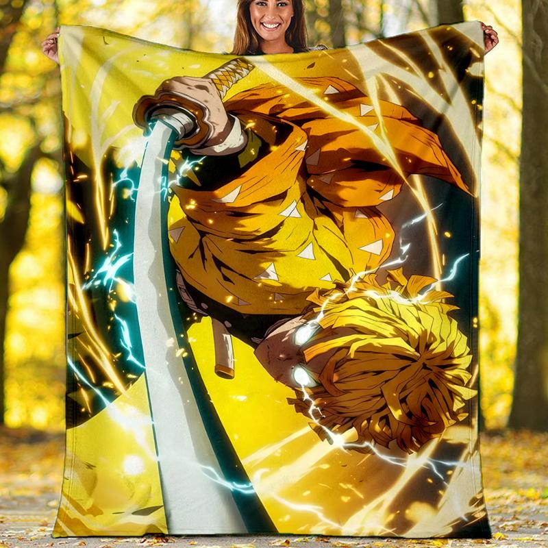 1pc Agatsuma Zenitsu (2) Theme Blanket - Digital Print, Polyester, Cozy for All Seasons, Perfect for Outdoor, and Travel