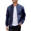 Giacca Cardigan da Uomo in Pelle Scamosciata, Colore Unito, con Zip, Manica Lunga, Casual, Vintage, per Primavera e Autunno