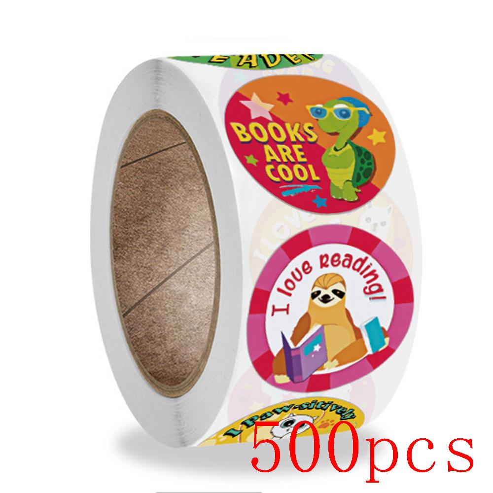 50-500Pcs English Animals Cartoon Stickers For Kids Toys Label School Teacher Reward Sticker 1Inch Pattern Motivational Sticker