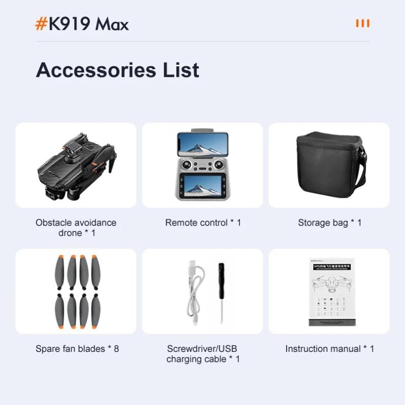 NEW K919 MAX GPS Drone Professional 4K Camera 3-axis Gimbal Aerial FPV Brush Avoiding Obstacle with Large Screen Control Quadcopter