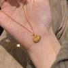 Antique gold craftsm floral and auspicious lock pendant for women necklace finely carved vintage collar chain party  gift