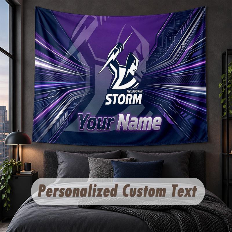 Custom Name Text Tapestry,Melbourne Storm Decorative Wall Hanging, Background Tapestry For Home Bedroom
