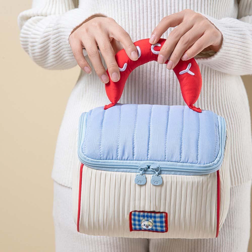 

Cotton Dopamine Color Toiletry Bag Large Capacity Make Up Pouch Bag Pouch for Make Up Kit Women коричневий