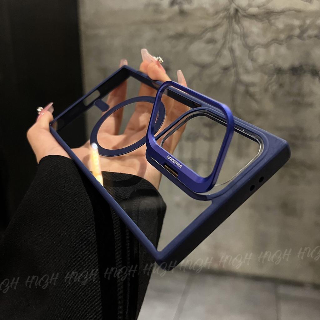 Applicable To Samsung S25ultra Mobile Phone Case S24ultra Magnetic Acrylic S23U Metal Frame Bracket