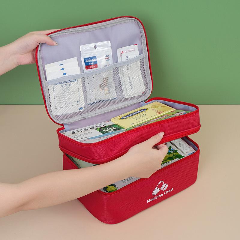 Large Capacity Travel Medicine Bag - Double Layer Portable First Aid Storage