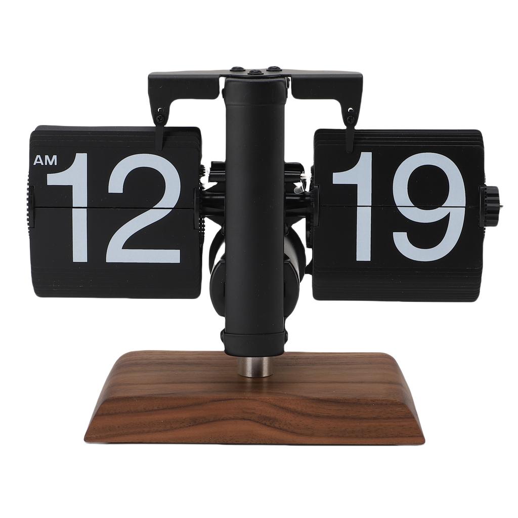 Digital   Desk Clock 12 Hours Battery Powered Retro Mechanical Auto   Down Clock with Wood Base for Living Room