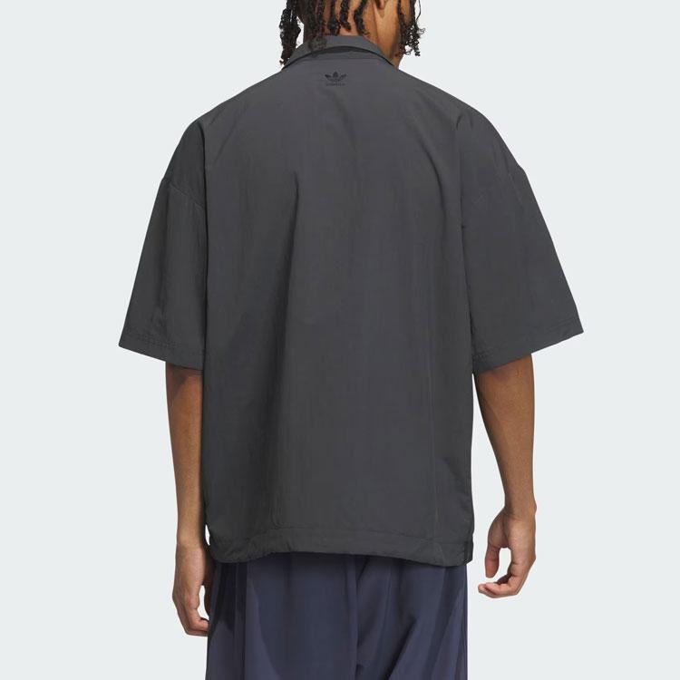 Adidas Originals TOC Shirts Men's Carbon Black Cuban Collar Moderate Shirt IN1012
