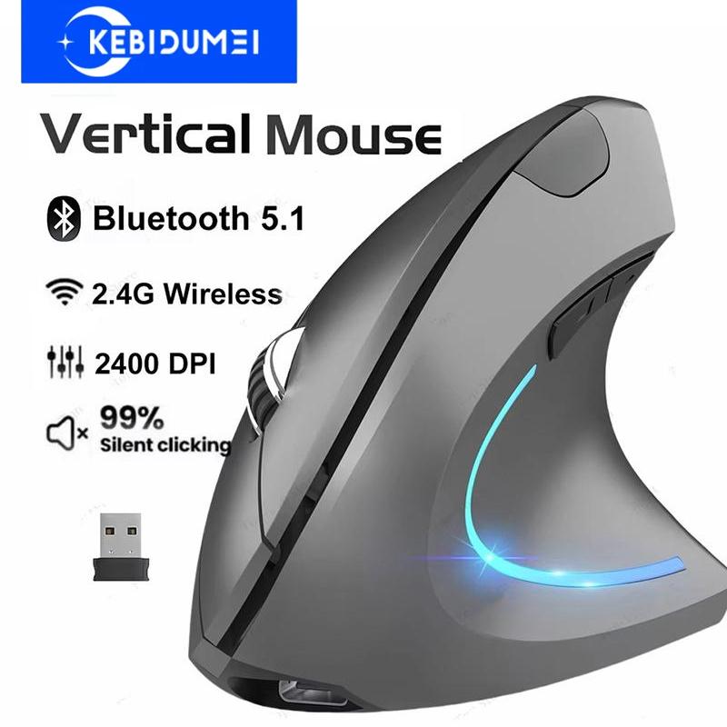 Dual Mode 2.4G Wireless Mouse Bluetooth 5.1 Mouse 2400 DPI Silent Mouse Rechargeable Mice for Laptop Desktop