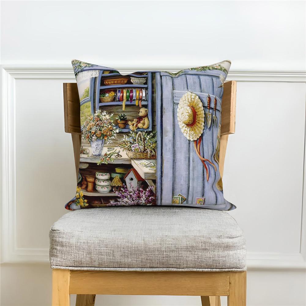 Throw Pillow Cover Home Decor Sofa Decorative   Garden Flower Farmhouse Cushion