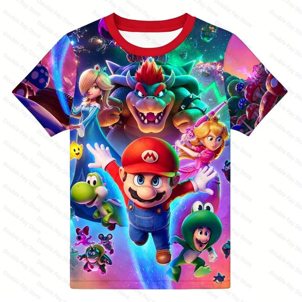 Newest 2026 The Super Mario Galaxy Movie 3D Print Tops Cartoon Children Short Sleeve T-shirt Summer Popluar Funny Mario Tees