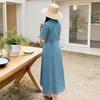 Large size fat MM fashion Hong Kong style waist denim skirt summer new suit collar temperament medium and long skirt 212087