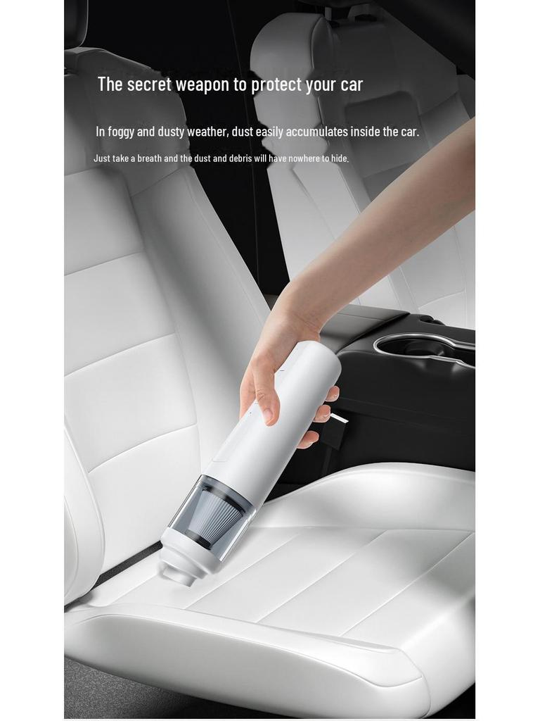 High-Power Car-Mounted Vacuum Cleaner & Desktop Hair Dryer with Extended Battery Life, Handheld for Efficient Dust Removal.