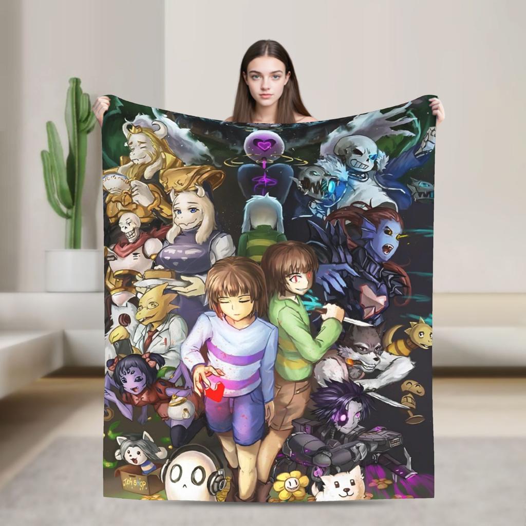 Undertale Sans Game Blankets Flannel Textile Decor   Multifunction Lightweight Throw Blanket for Bedding Couch Plush Thin Quilt