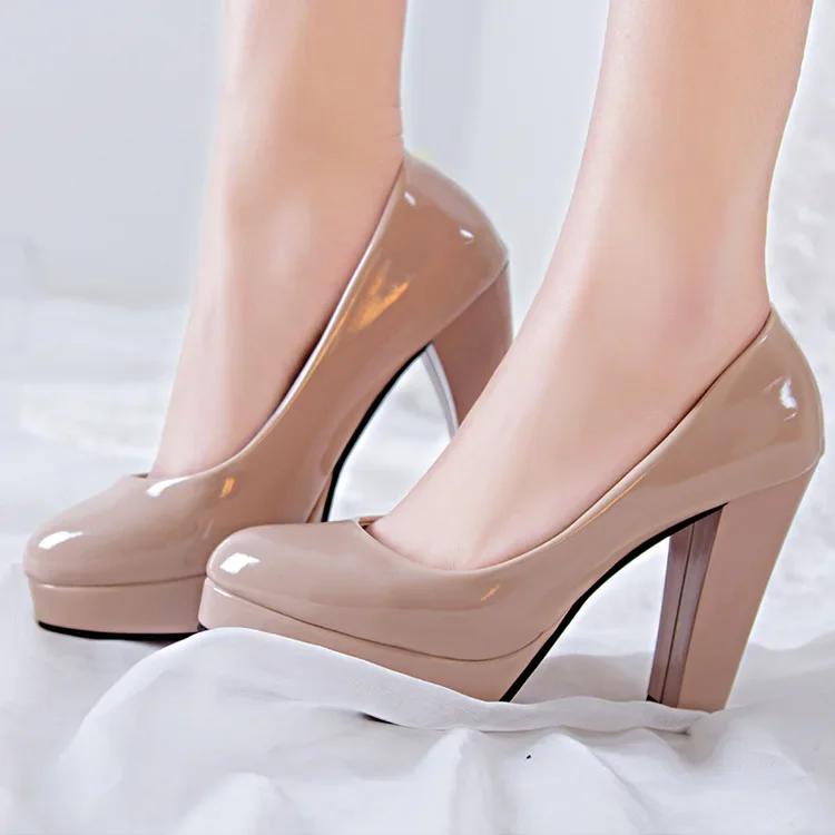 Fashion 2025Women Pumps Shoes Women PU Leather Shallow Slip-On Round Toe High Heels Wedding Party  Shoes Mujer