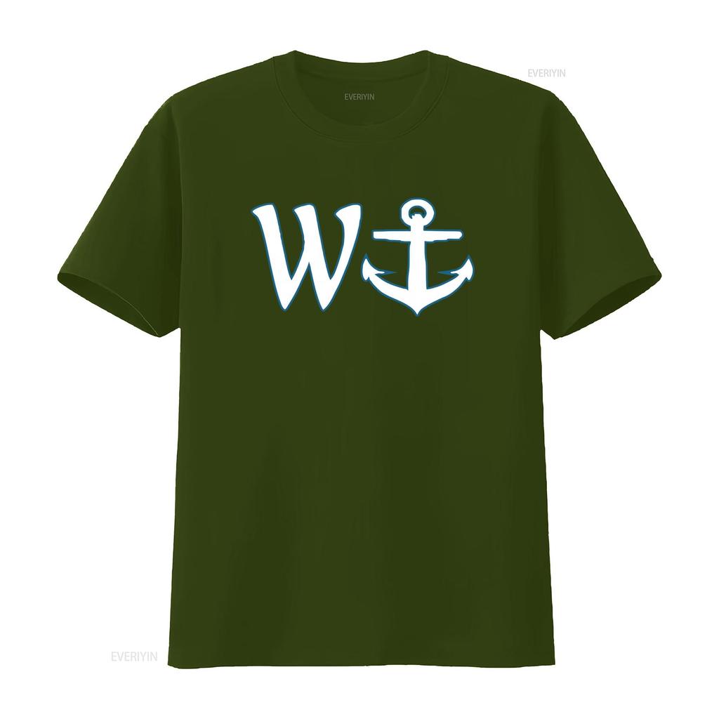 Wanker T Shirt W and Anchor Design Funny Stylish for All vintage Washed Top For Everyday Wear streetwear Unisex fashion