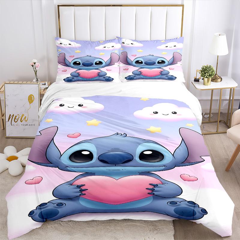 Stitch Heart Print 3Pcs Bedding Setduvet Cover With 2 Bedropillowcase Home Birthday Gift