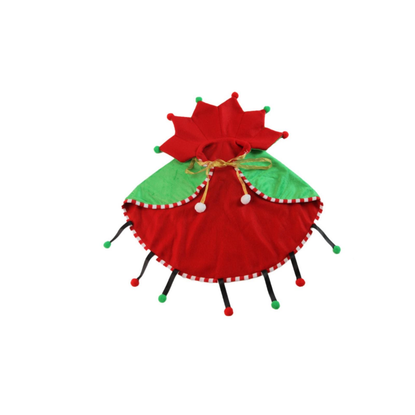 

Одежда для питомцев с рождественской накидкой, украшенная помпонами, двусторонняя с бантами с обеих сторон, подходит для разных случаев One Size