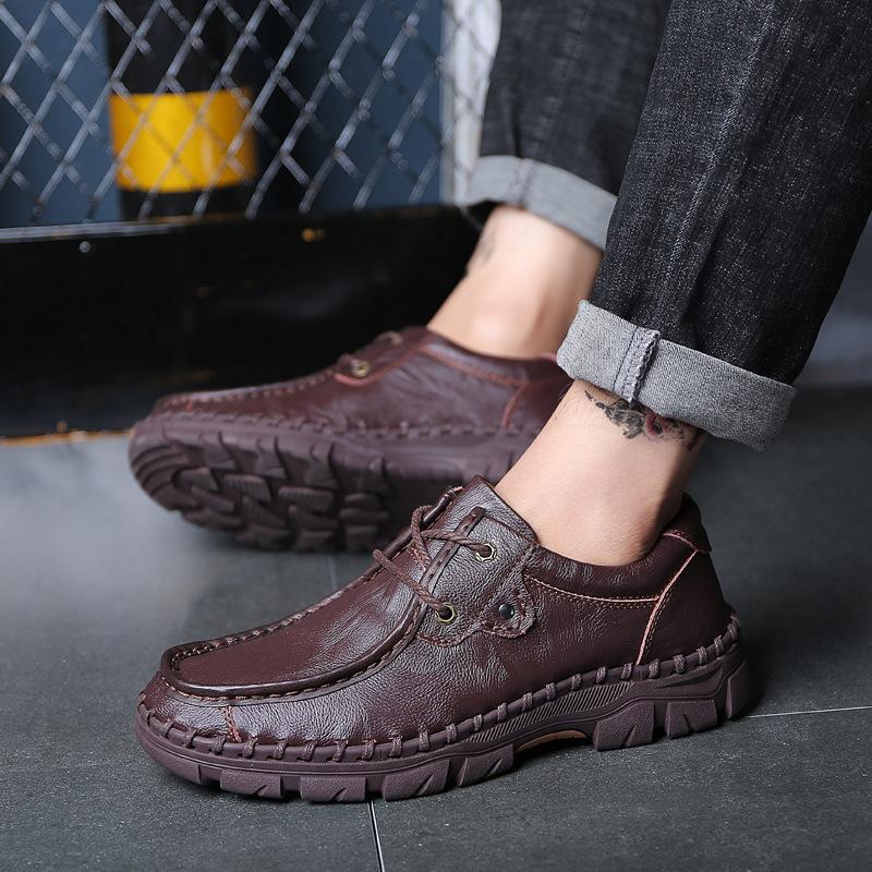 Business Formal Shoes 100% Cow Leather Casual Shoes Winter Men Loafers Slip On Fashion Moccasins Outdoor Tooling shoes