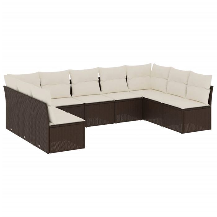VidaXL Garden Lounge Set with Cushions 9 Pcs, Patio Sofas, Patio Furniture Set, Outdoor Furniture, Brown 3218073
