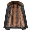 Winter men's leather jacket business casual detachable fur collar removable mink hair plus sleeve liner wear two leather jackets