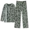 Pajamas women's spring and autumn pure cotton long-sleeved chest pad middle-aged mother autumn 1011 new anti-bumping loungewear