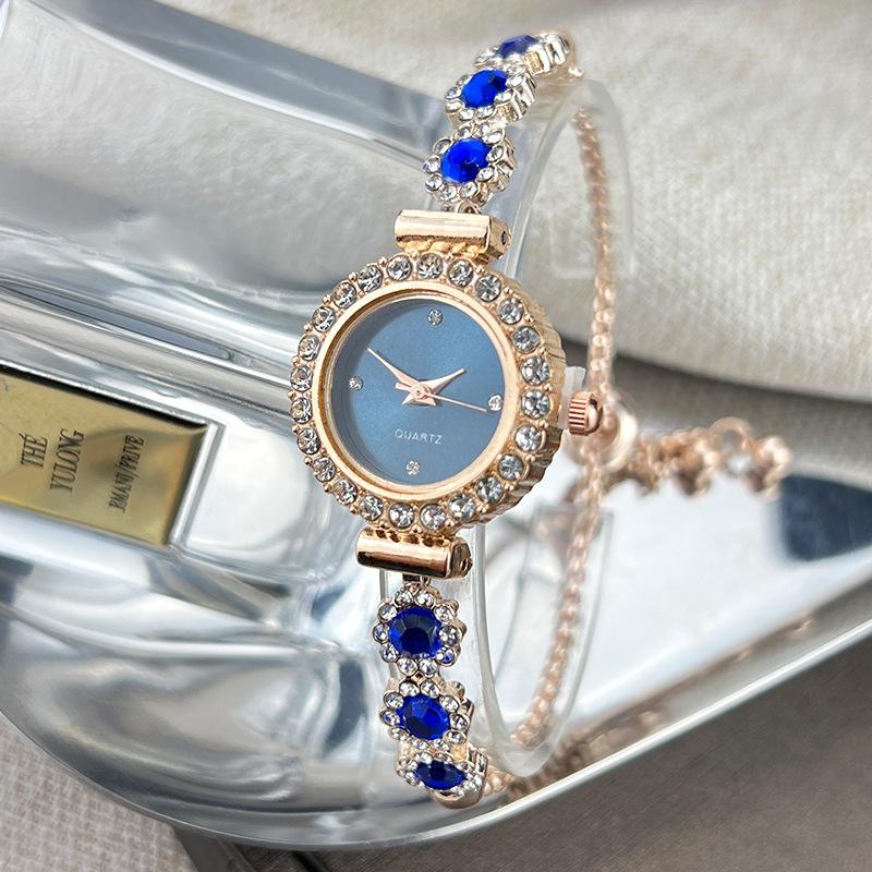 Women Light‑Luxury Diamond‑Inlaid Chalcedony Bracelet Quartz Watch Pull‑Adjustable Fashion Wrist Watch