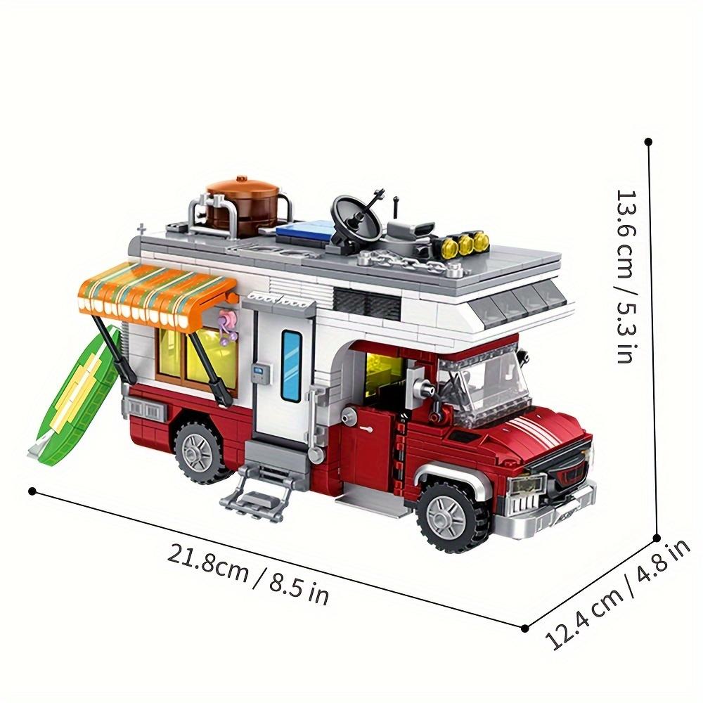 Detachable Camper Block Set LED Lights Stackable Toys with Outdoor Cookware Block Puzzle Toys with Lights Children's Gifts