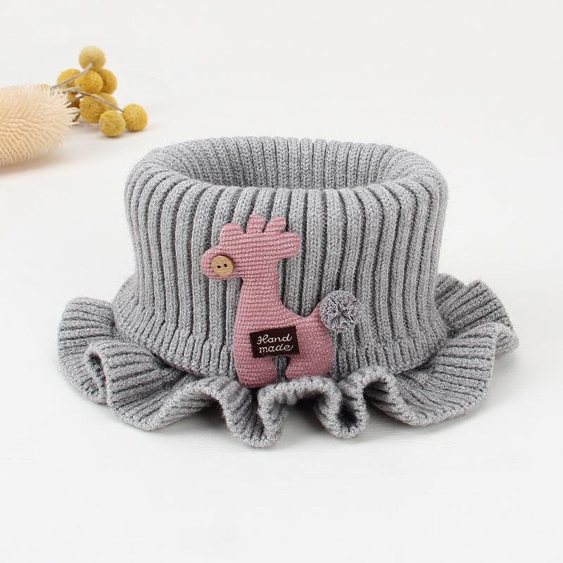 New Baby Knitted Scarf Cartoon Wool Giraffe Ruffle Neck Warmer Girls Kids Accessories Collar Circle Outdoor Winter Warm Scarves