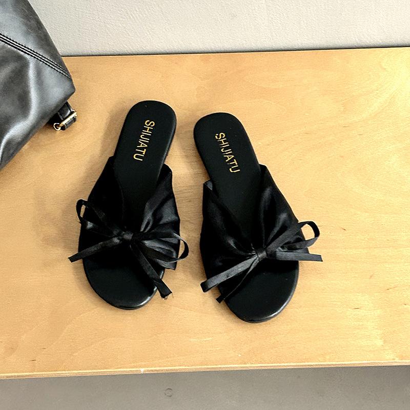 

Французский бант, легкий аромат, красивый сказочный стиль, тапочки, женские 2025 весна новинка с юбкой, нежные шлепанцы 35